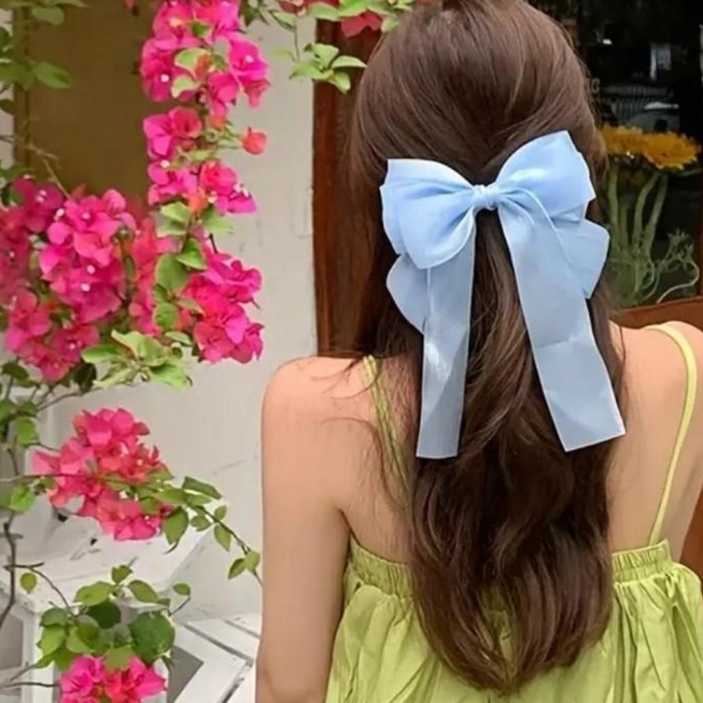 Coquette Shimmer Blue Hair Bow Accessory